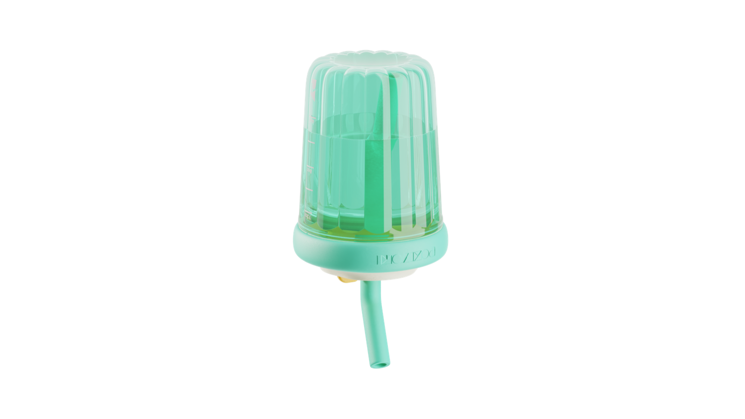 A Poki Yoki cup held sideways, full of water, without spilling